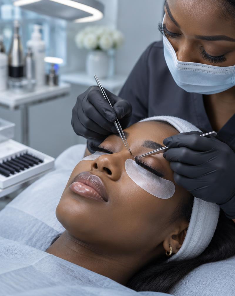 Precision eyelash extension application